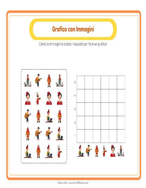 Anteprima della scheda di Conteggio Grafico con Professioni per Scuola dell'infanzia (5-7 anni)