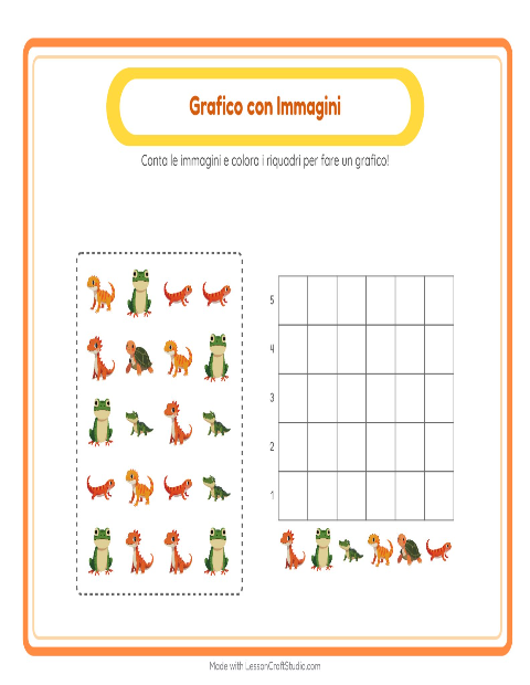 Anteprima della scheda di Conteggio Grafico con Rettili e anfibi per Scuola dell'infanzia (5-7 anni)