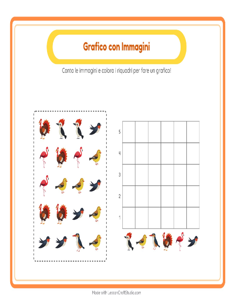 Anteprima della scheda di Conteggio Grafico con Uccelli 2 per Scuola dell'infanzia (5-7 anni)