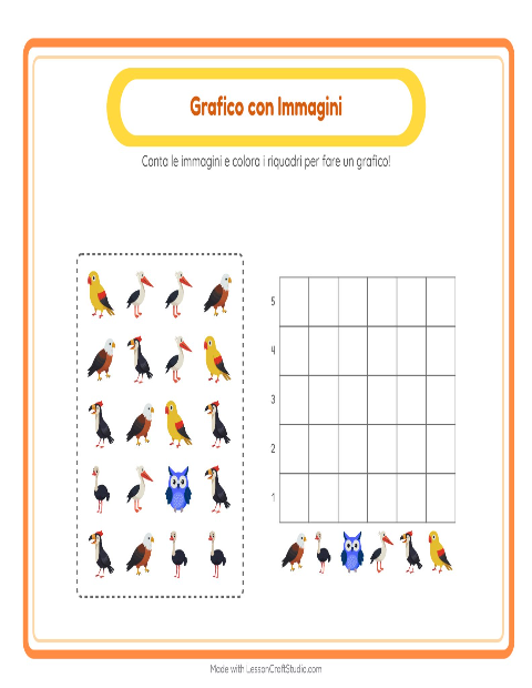 Anteprima della scheda di Conteggio Grafico con Uccelli per Scuola dell'infanzia (5-7 anni)