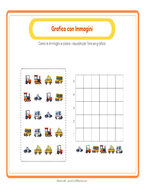 Anteprima della scheda di Conteggio Grafico con Veicoli per Scuola dell'infanzia (5-7 anni)