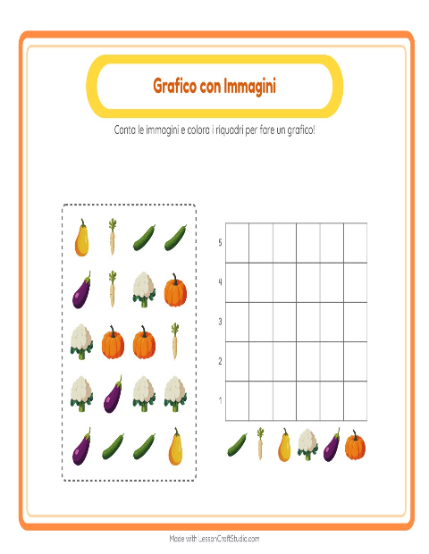 Anteprima della scheda di Conteggio Grafico con Verdure per Scuola dell'infanzia (5-7 anni)