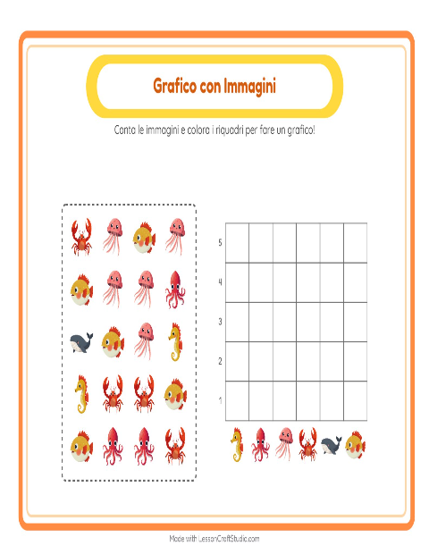 Anteprima della scheda di Conteggio Grafico con Vita oceanica per Scuola dell'infanzia (5-7 anni)