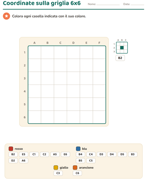 Anteprima della scheda di Coordinate sulla griglia per Scuola primaria classe seconda