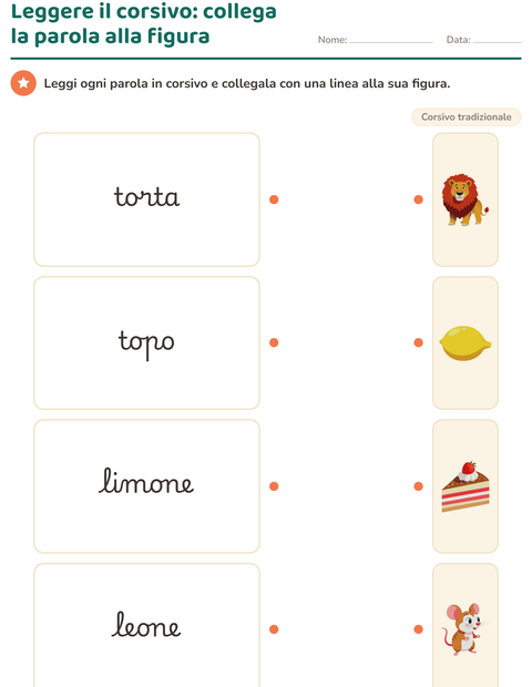 Anteprima della scheda di Corsivo per Scuola primaria classe seconda