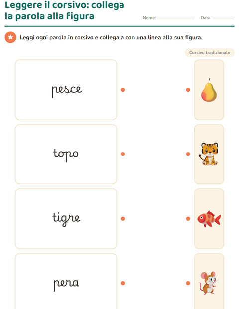 Anteprima della scheda di Corsivo per Scuola primaria classe seconda