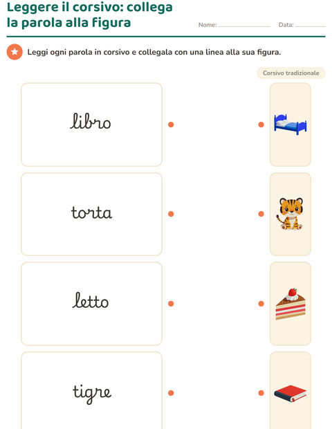 Anteprima della scheda di Corsivo per Scuola primaria classe seconda