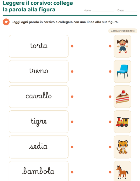 Anteprima della scheda di Corsivo per Scuola primaria classe seconda