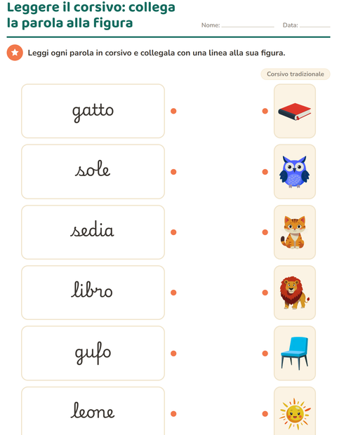 Anteprima della scheda di Corsivo per Scuola primaria classe seconda