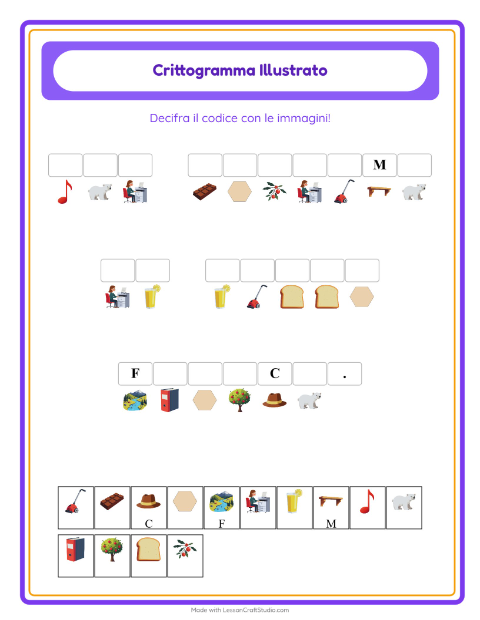 Anteprima della scheda di Crittogramma per Scuola dell'infanzia (5-7 anni)