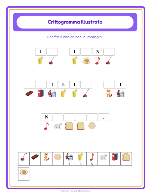 Anteprima della scheda di Crittogramma per Scuola dell'infanzia (5-7 anni)