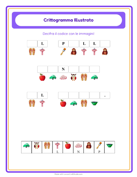 Anteprima della scheda di Crittogramma per Scuola dell'infanzia (5-7 anni)