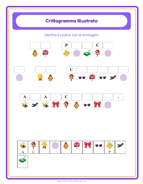 Anteprima della scheda di Crittogramma per Scuola dell'infanzia (5-7 anni)