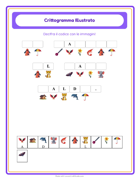 Anteprima della scheda di Crittogramma per Scuola dell'infanzia (5-7 anni)