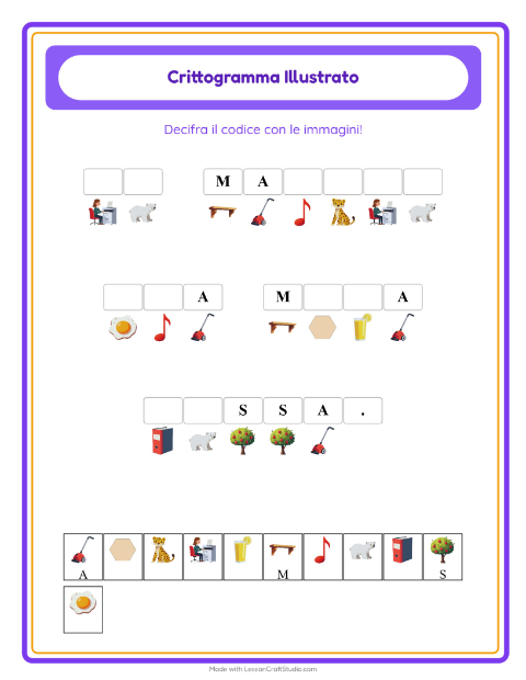 Anteprima della scheda di Crittogramma per Scuola dell'infanzia (5-7 anni)