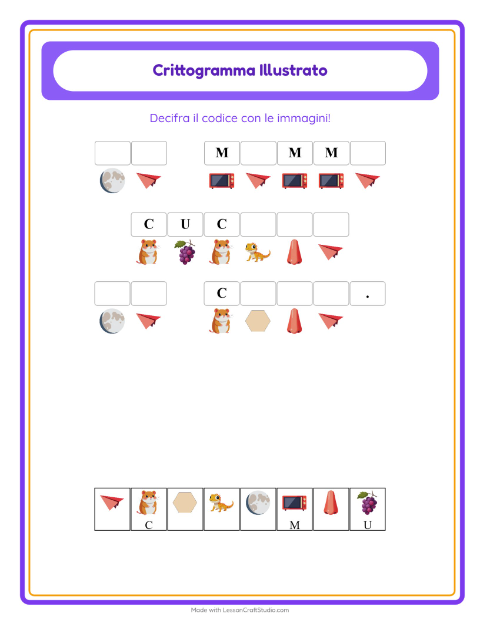 Anteprima della scheda di Crittogramma per Scuola dell'infanzia (5-7 anni)
