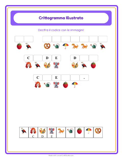 Anteprima della scheda di Crittogramma per Scuola dell'infanzia (5-7 anni)