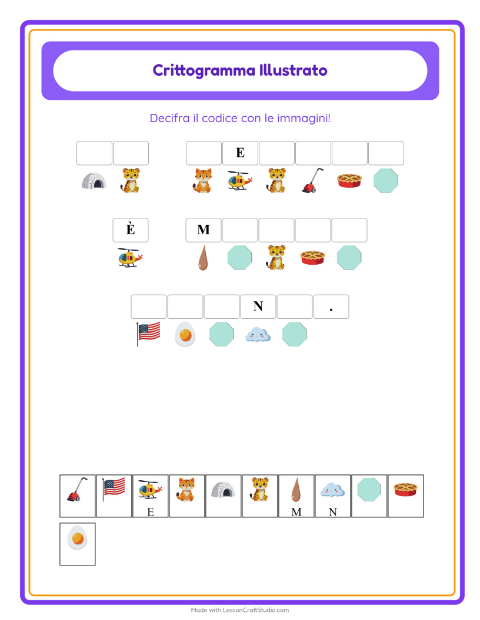 Anteprima della scheda di Crittogramma per Scuola dell'infanzia (5-7 anni)