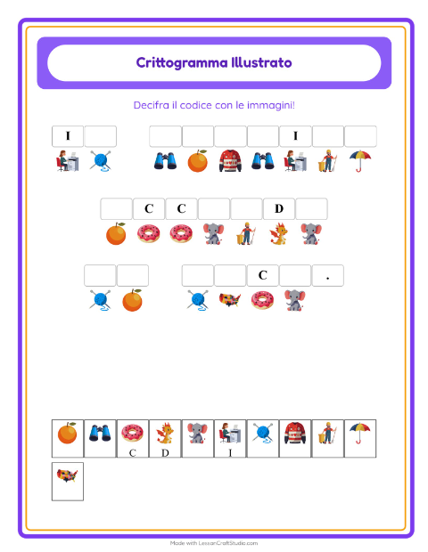 Anteprima della scheda di Crittogramma per Scuola dell'infanzia (5-7 anni)