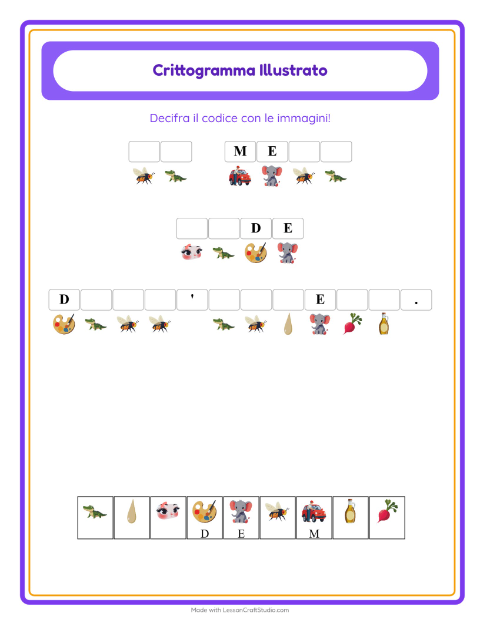 Anteprima della scheda di Crittogramma per Scuola dell'infanzia (5-7 anni)