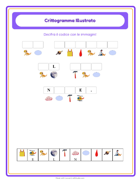 Anteprima della scheda di Crittogramma per Scuola dell'infanzia (5-7 anni)