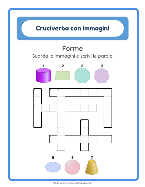 Anteprima della scheda di Cruciverba con Forme per Scuola primaria classe seconda