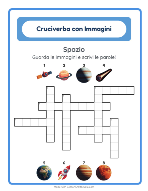 Anteprima della scheda di Cruciverba con Spazio per Scuola primaria classe seconda