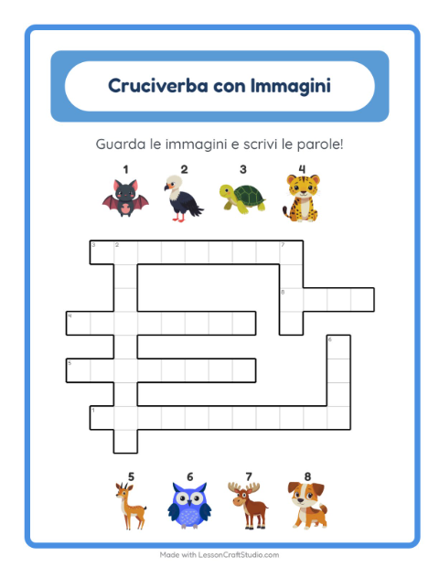Anteprima della scheda di Cruciverba per Scuola primaria classe seconda