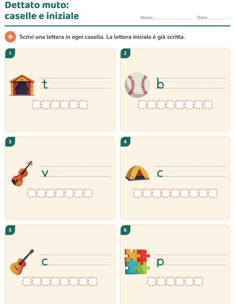 Anteprima della scheda di Dettato muto con Attività per Scuola primaria classe prima