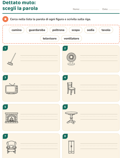 Anteprima della scheda di Dettato muto con Casa BN 2 per Scuola primaria classe prima