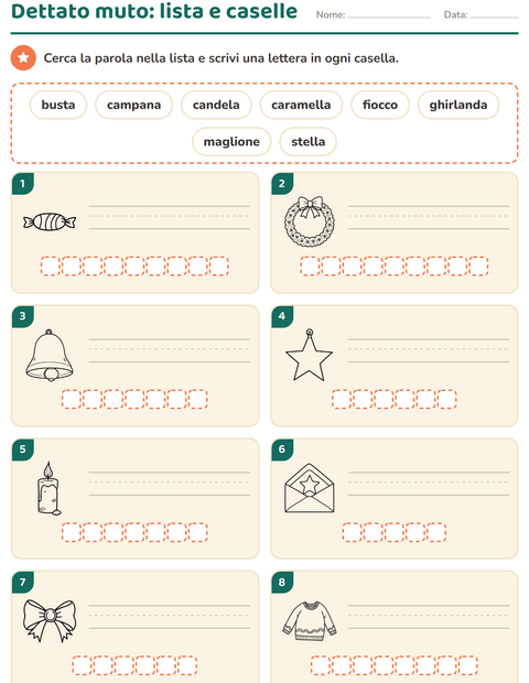 Anteprima della scheda di Dettato muto con Natale B&N per Scuola primaria classe prima