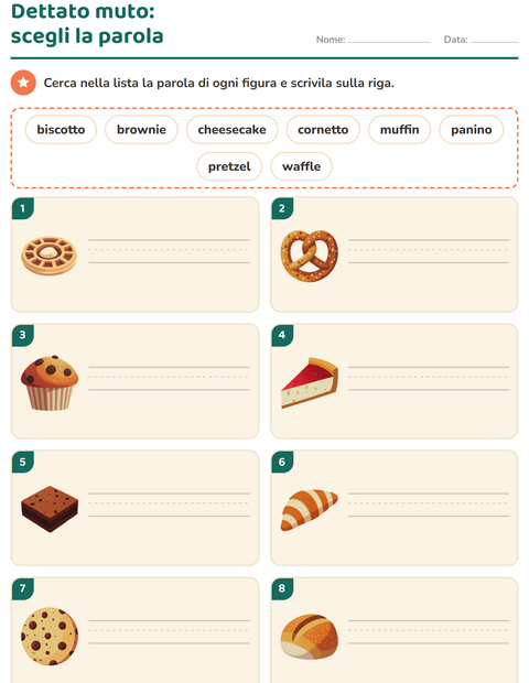 Anteprima della scheda di Dettato muto con Panetteria per Scuola primaria classe prima