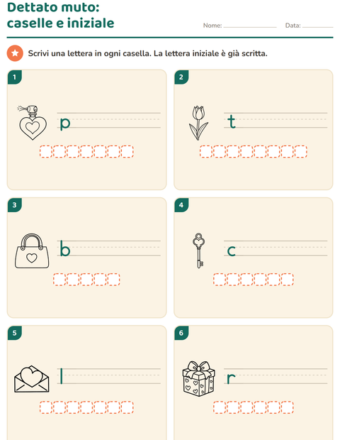 Anteprima della scheda di Dettato muto con San Valentino BN 2 per Scuola primaria classe prima