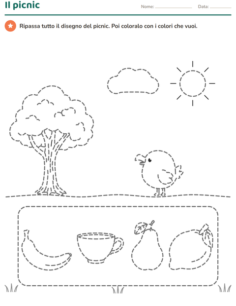 Anteprima di Ripassa e colora: il picnic sotto l'albero