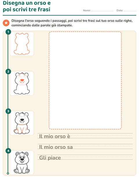 Anteprima di Disegna un orso e poi scrivi tre frasi