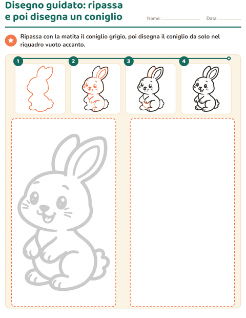 Ripassa un coniglio e poi disegnalo da solo