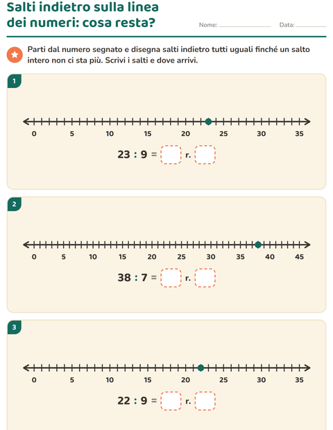 Anteprima della scheda di Divisioni con il resto per Scuola primaria classe terza
