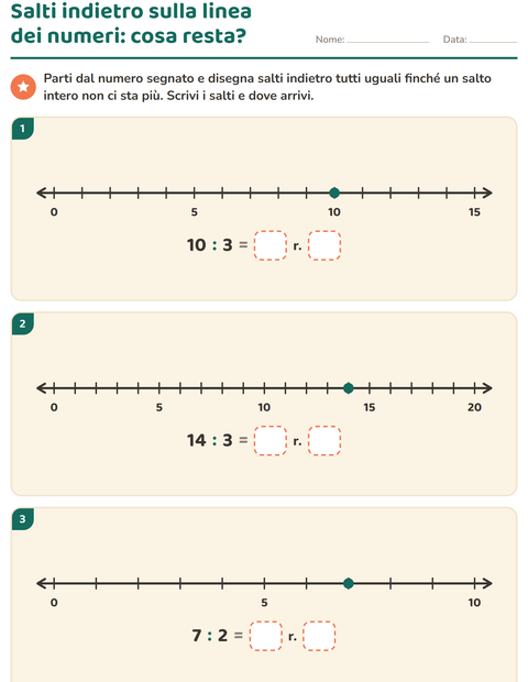 Anteprima della scheda di Divisioni con il resto per Scuola primaria classe terza