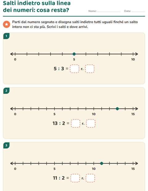 Anteprima della scheda di Divisioni con il resto per Scuola primaria classe terza