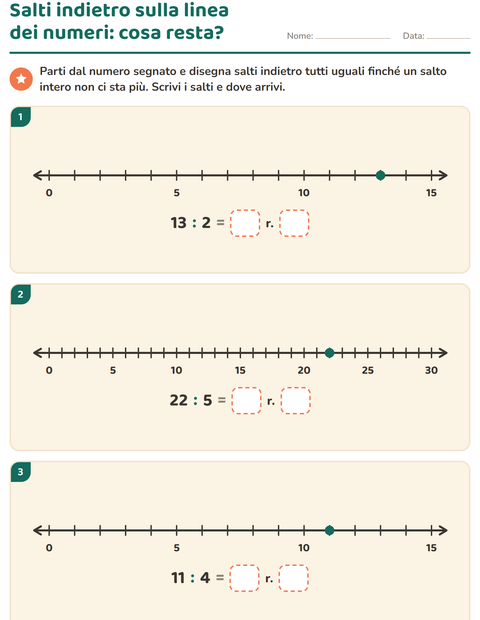 Anteprima della scheda di Divisioni con il resto per Scuola primaria classe terza