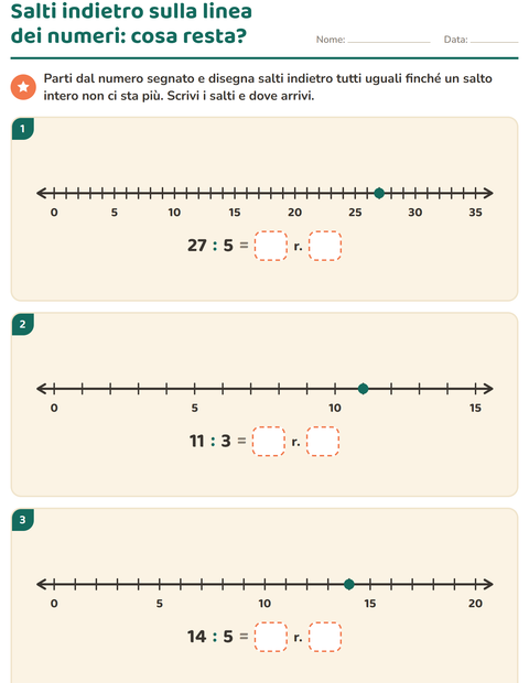 Anteprima della scheda di Divisioni con il resto per Scuola primaria classe terza