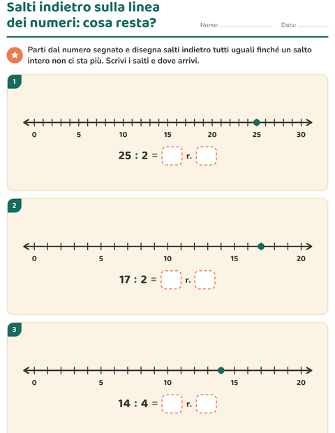 Anteprima della scheda di Divisioni con il resto per Scuola primaria classe terza