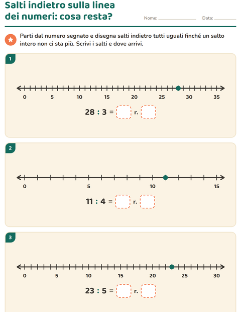 Anteprima della scheda di Divisioni con il resto per Scuola primaria classe terza