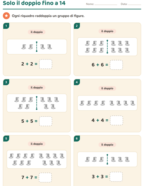 Anteprima della scheda di Doppio e metà con Abbigliamento BN per Scuola primaria classe prima