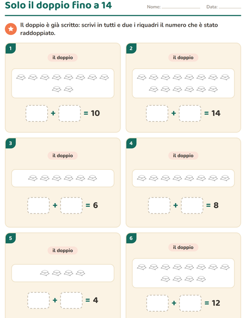 Anteprima della scheda di Doppio e metà con Casa BN 2 per Scuola primaria classe prima