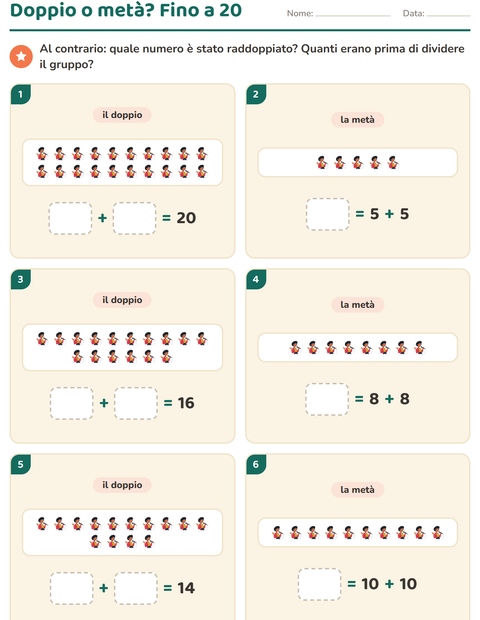 Anteprima della scheda di Doppio e metà con Musica per Scuola primaria classe prima
