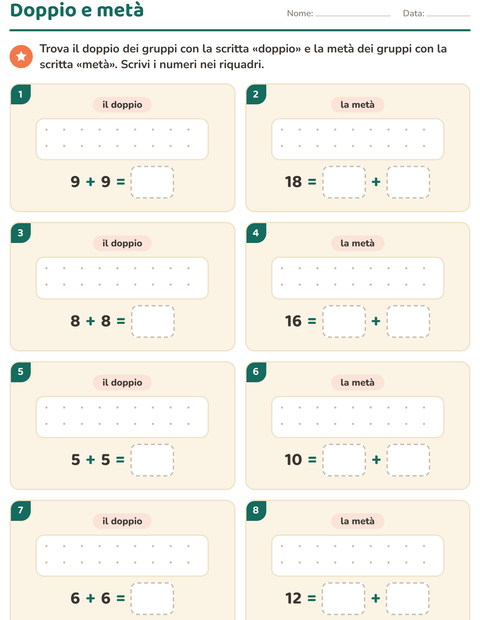 Anteprima della scheda di Doppio e metà con Natale per Scuola primaria classe prima