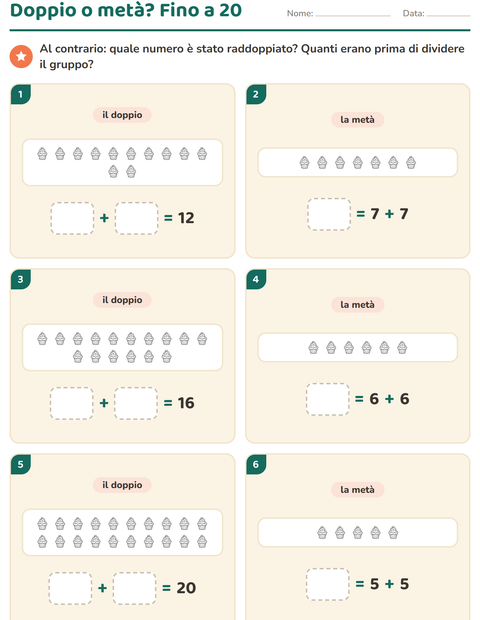 Anteprima della scheda di Doppio e metà con San Valentino BN per Scuola primaria classe prima