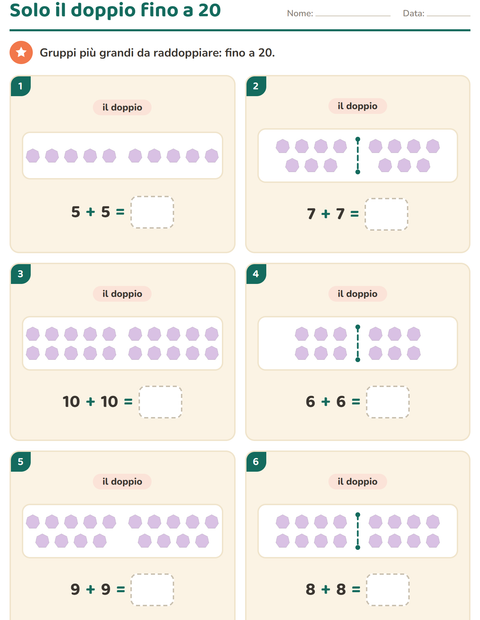 Anteprima della scheda di Doppio e metà con Forme per Scuola primaria classe prima