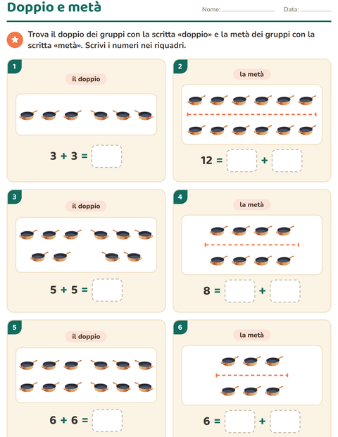 Anteprima della scheda di Doppio e metà con In giro per casa per Scuola primaria classe prima